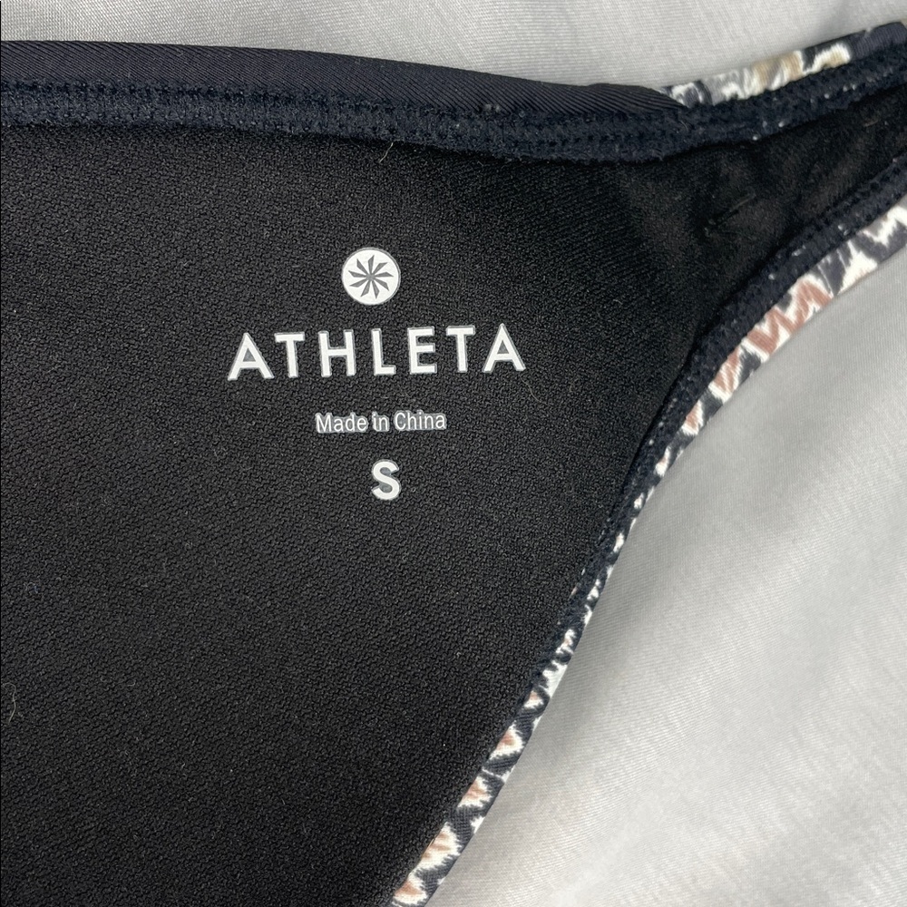 Athleta Like New Black Aztec Patterned Bikini Top Adjustable Padding Size Small - Picture 2 of 5